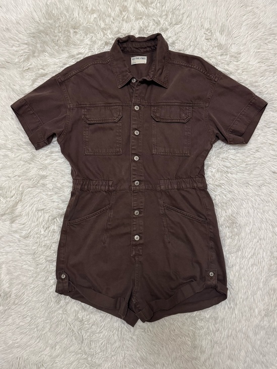 We The Free Pants - We The Free Short Sleeve Brown Utility Romper Free People Romper